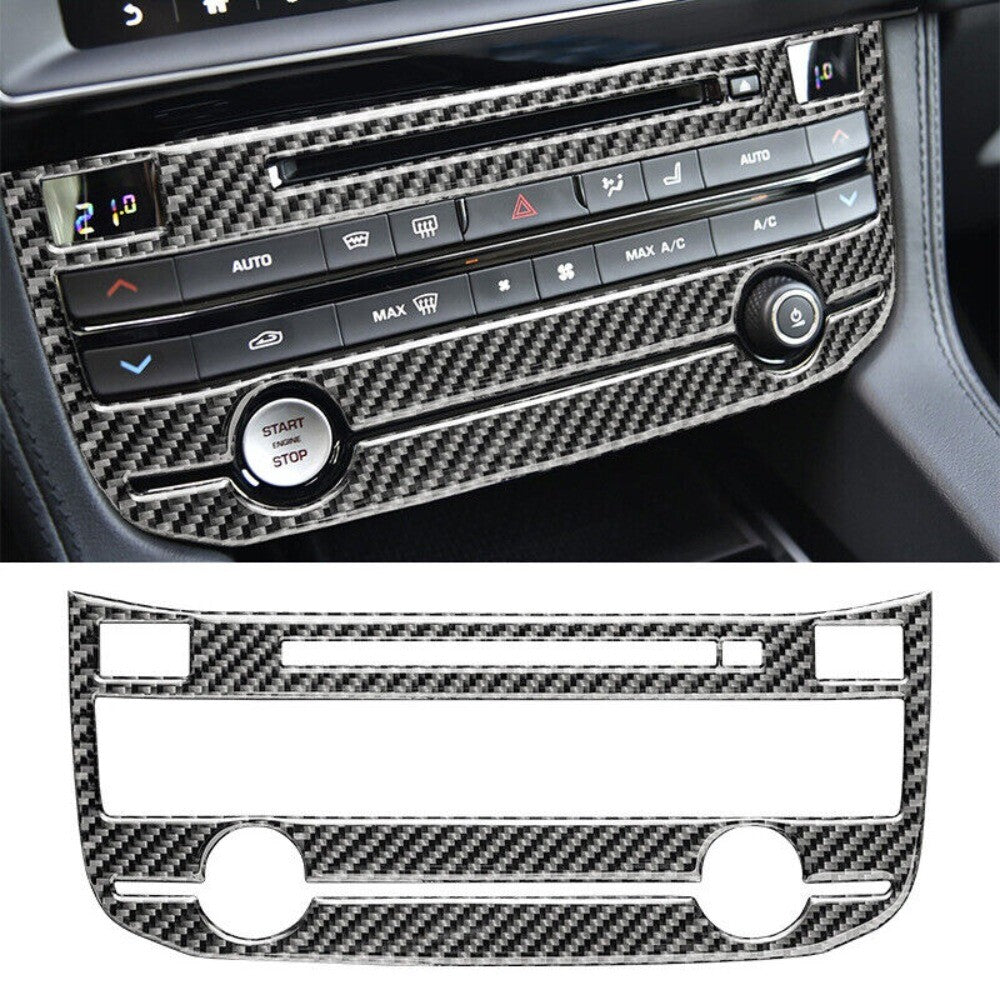 1x Carbon Fiber Center Console CD Panel Cover Trim for Jaguar F-PACE XE/XF 16-20 n