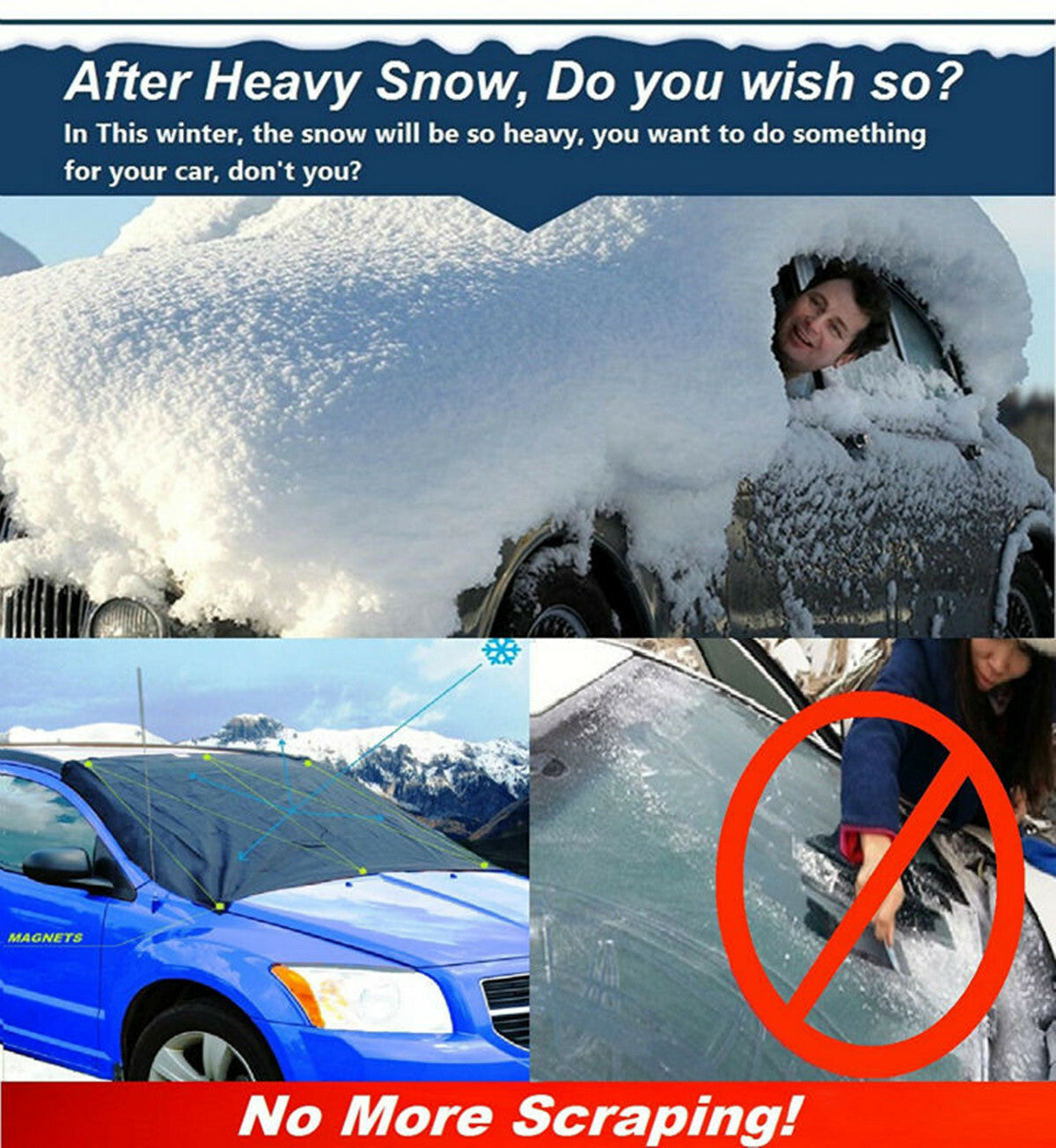 Car Front Windshield Snow Protect Cover Ice Frost Sun Shade Shield Tarp Trim Q