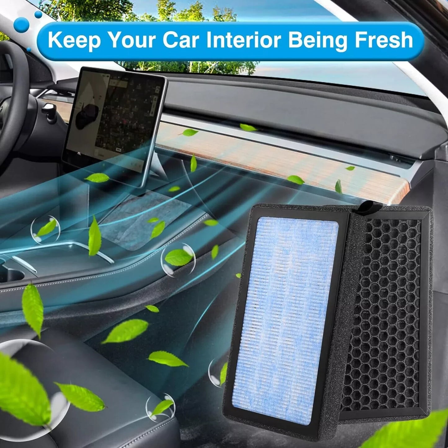 for Tesla Model 3 Y Air Filter HEPA 2 Pack Activated Carbon Cabin Air Filter Q