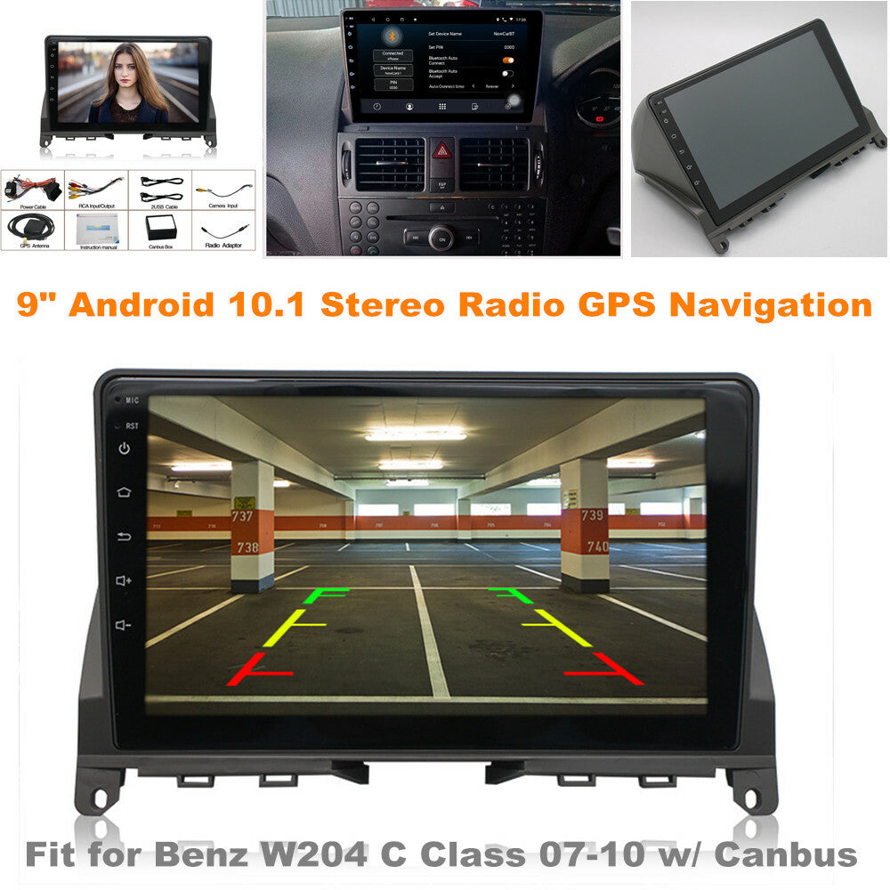 9-inch screen, Android 10.1, stereo radio, GPS, compatible with for Mercedes W204 C-Class 07-10, with Canbus. n