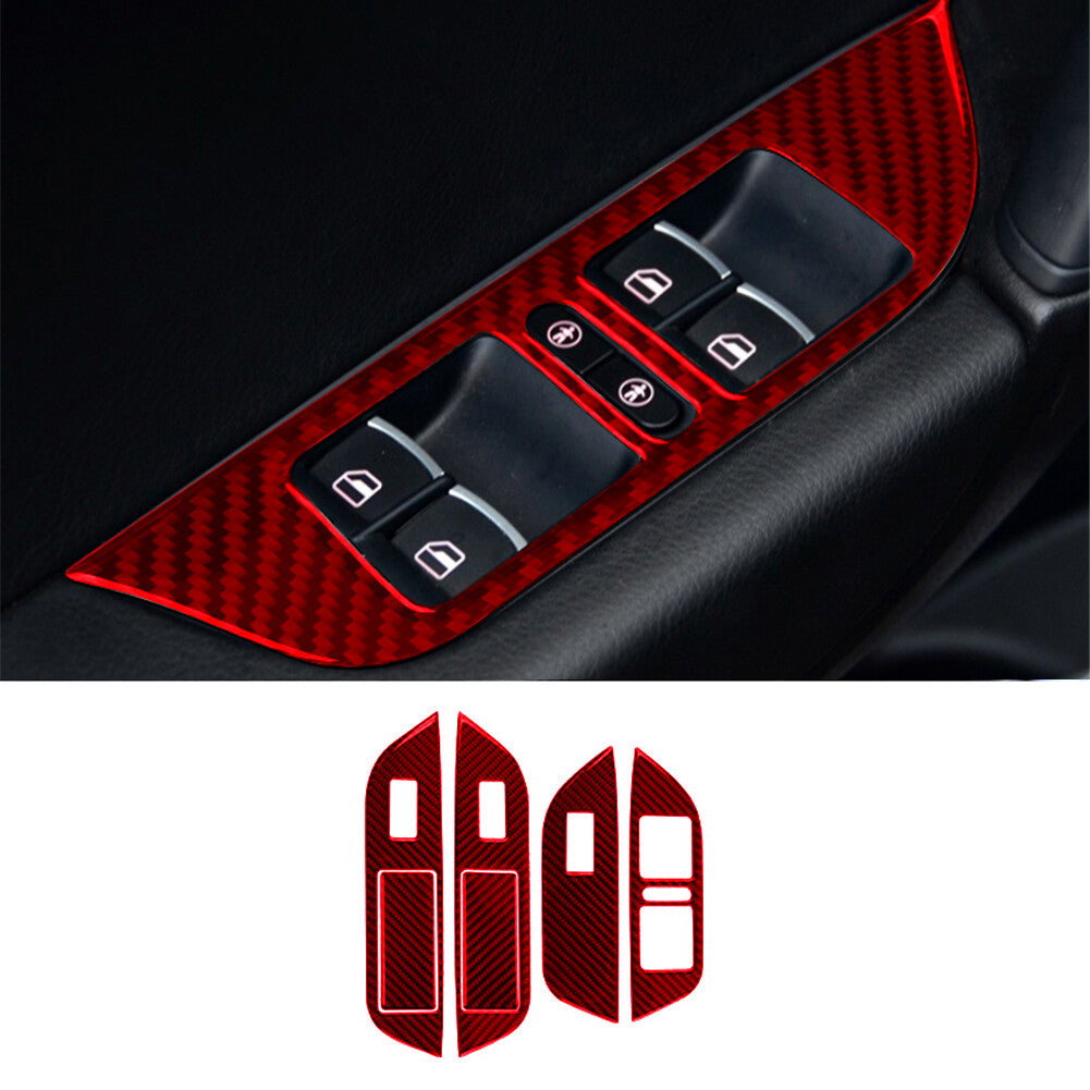 for Dodge for Challenger 2015-2020 5Pcs Steering Wheel Trim Cover Carbon Fiber Red v