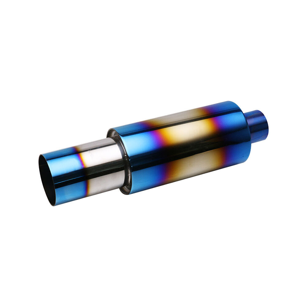 2 Inlet 3 OD Staright Round High Flow Racing Exhaust Muffler Tip Blue 2