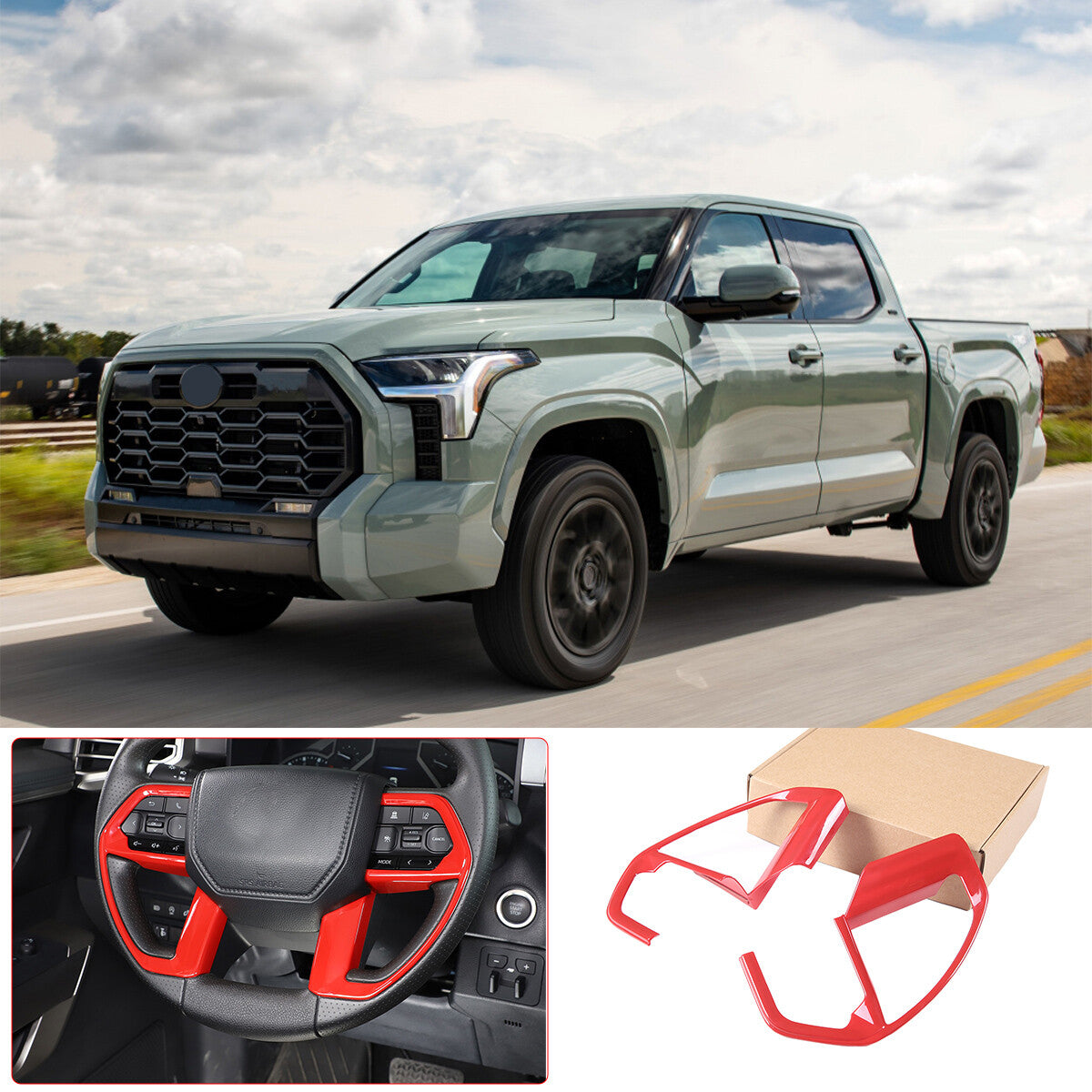 Suitable for Camry 2018-2023 ABS red interior trunk switch frame cover decoration- v