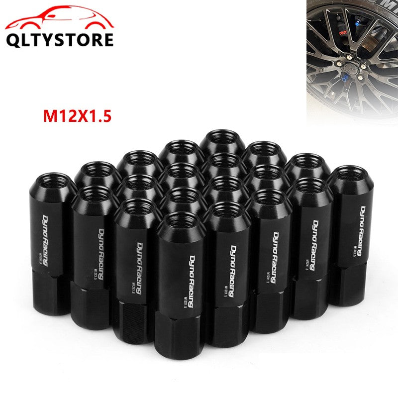 M12X1.5 20Pcs 60MM Extended Tuner Racing Wheel Lug Nuts Forged Black Aluminum Q