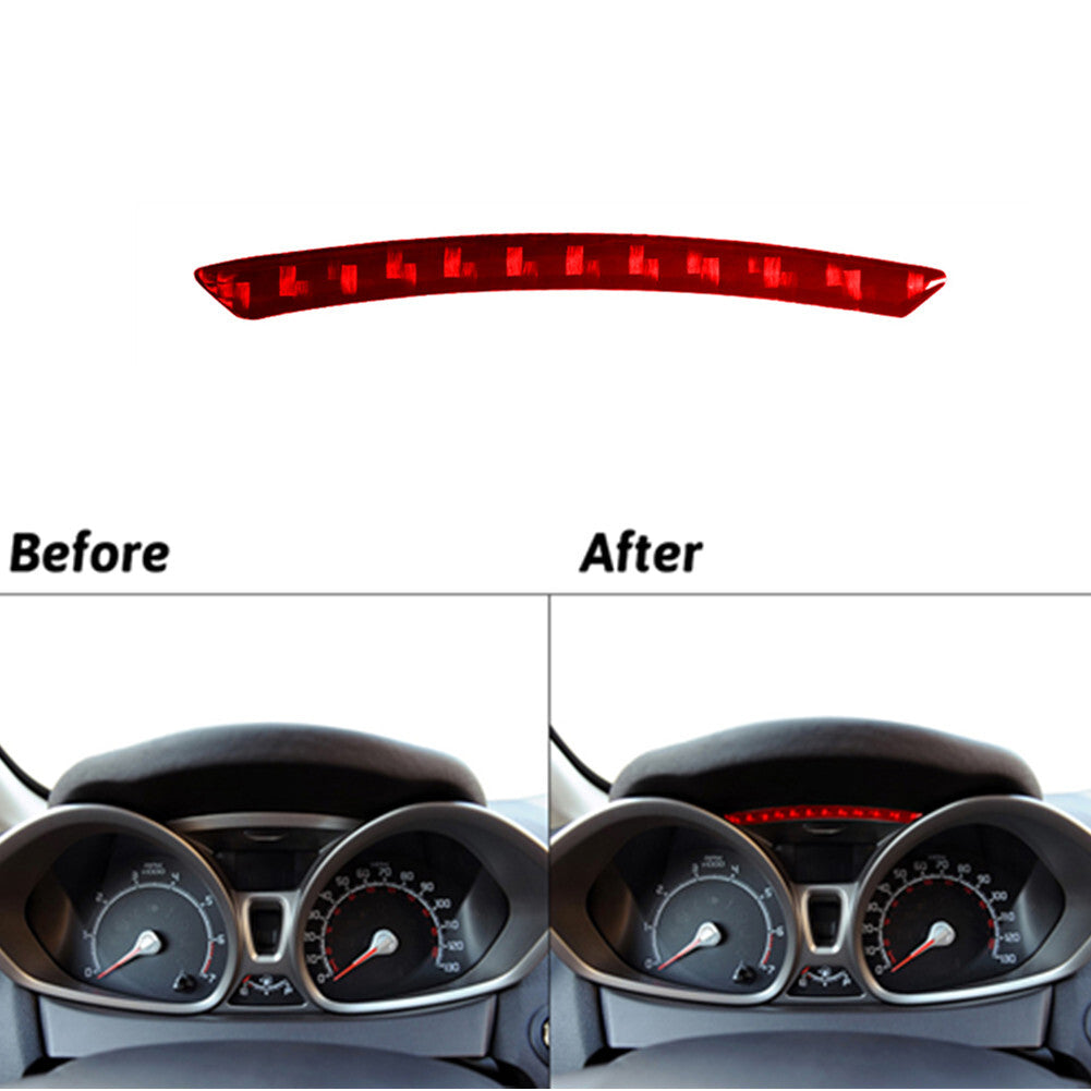 Red Carbon Fiber Speedometer Upper Strip Cover Trim for Ford Fiesta 2011-2015