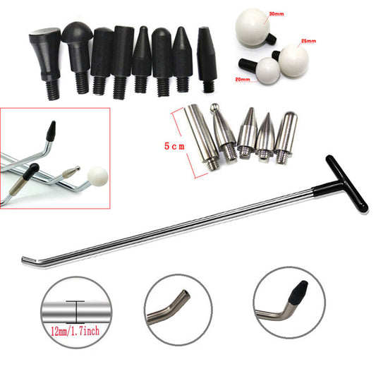 Paintless Dent Repair Tools Auto Hook Tools Push Rod with 8 Piece Tap Heads v