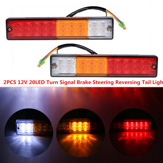 2x 12V 20LED Car and Truck Rear Lights - Turn Signals, Reverse Brakes, and Taillights n
