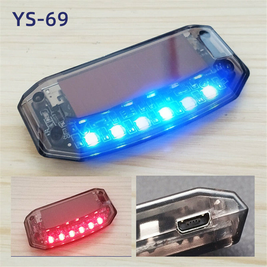 Car Truck Blue  Red 6 LED Solar Burglar Warning Anti-Theft Flash Sensor Light Q