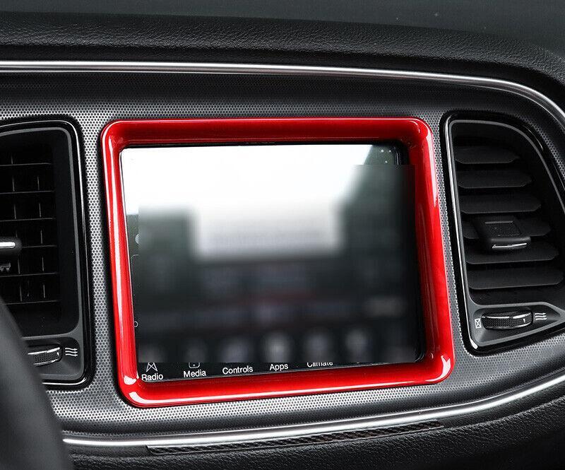 Fit for Dodge for Challenger 2015-2020 ABS Red Central Console Navigation Frame Trim