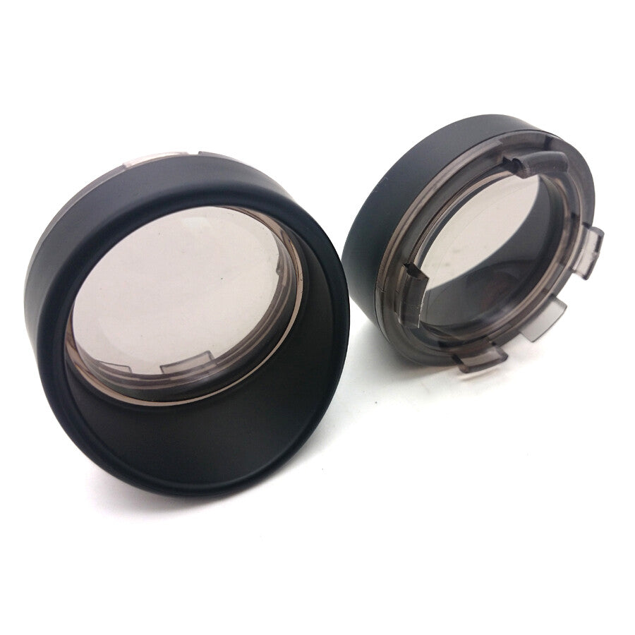 Black Visor-Style Turn Signal Bezels With Smoke Lens for Harley Sportster Q