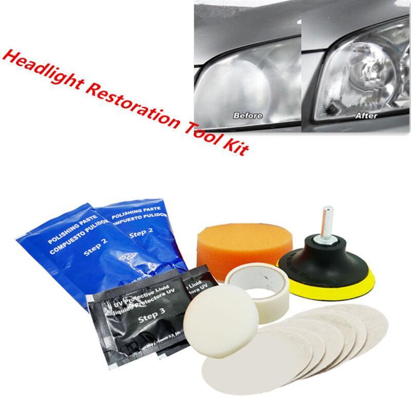 Car headlight cover cleaner repair kit, plastic polishing and dark lens tool - n