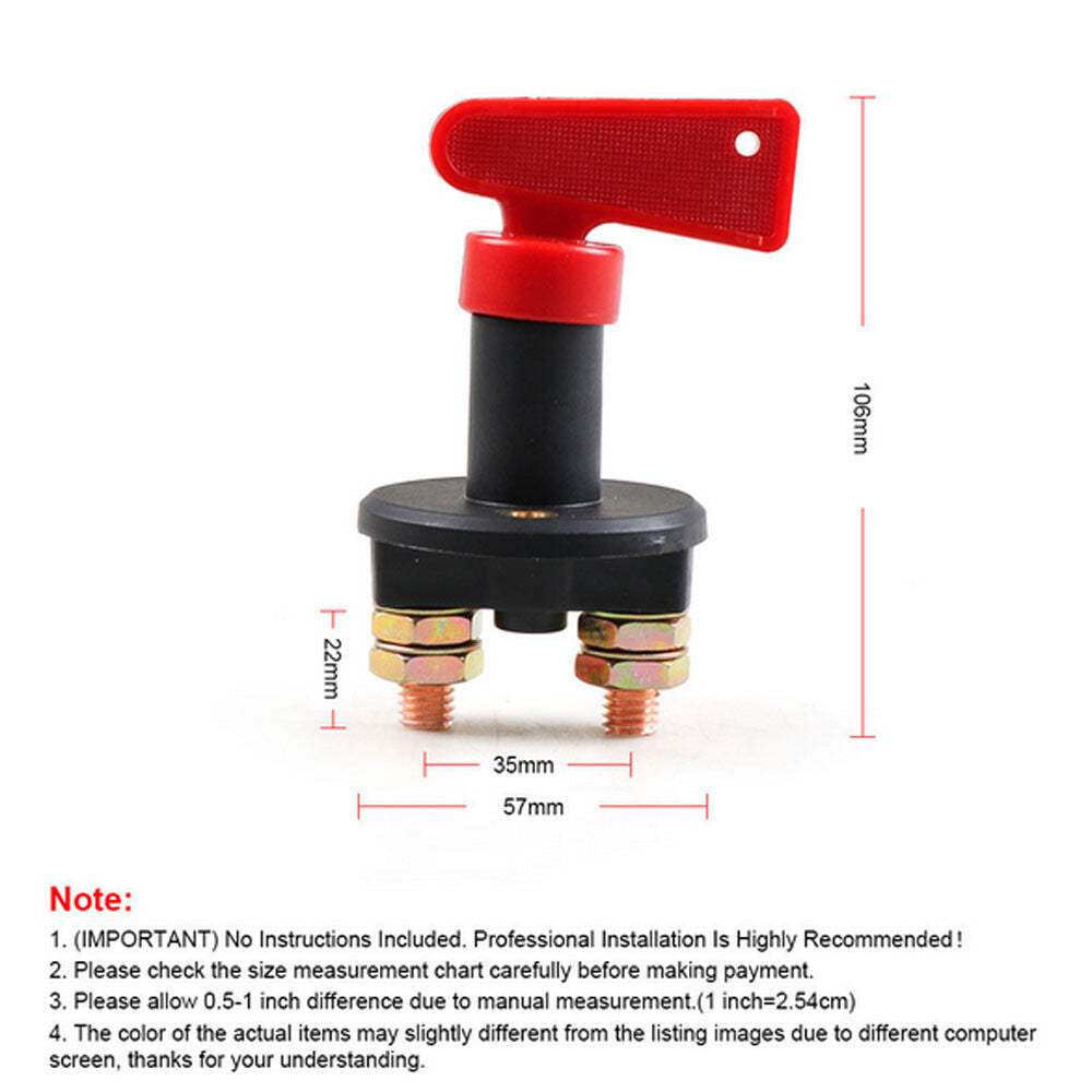 12V 24V Disconnect Battery Isolator Cut Off Kill Switch Key For Car Marine Boat Q