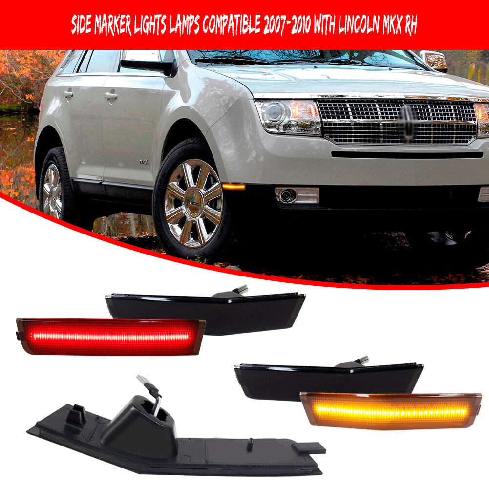 4-piece smoke lens LED side marker light suitable for 07-10 for Lincoln MKX front amber and rear red- v