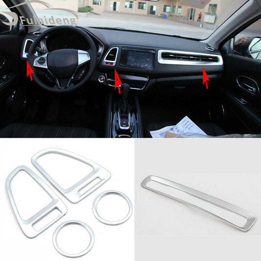 for Honda HR-V 2016-2022 Silver Central Console Air Outlet Vent Cover Trim 5Pcs