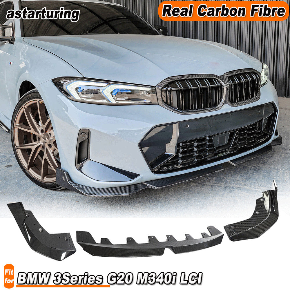 Fit for BMW 3Series G20 M340i LCI REAL CARBON Front Bumper Lip Spoiler Splitters