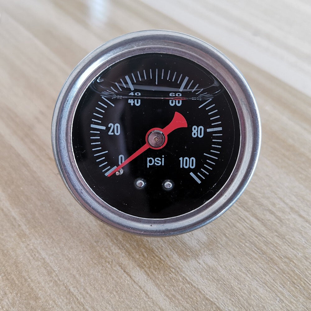 Universal Fuel Pressure Gauge Liquid 0-100psi Oil Pressure Gauge 1/8 NPT Black