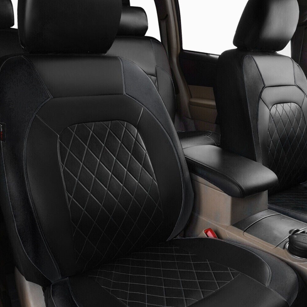 Car for Seat Covers Full Set PU Leather Protector Accessories for Honda for Civic Black n