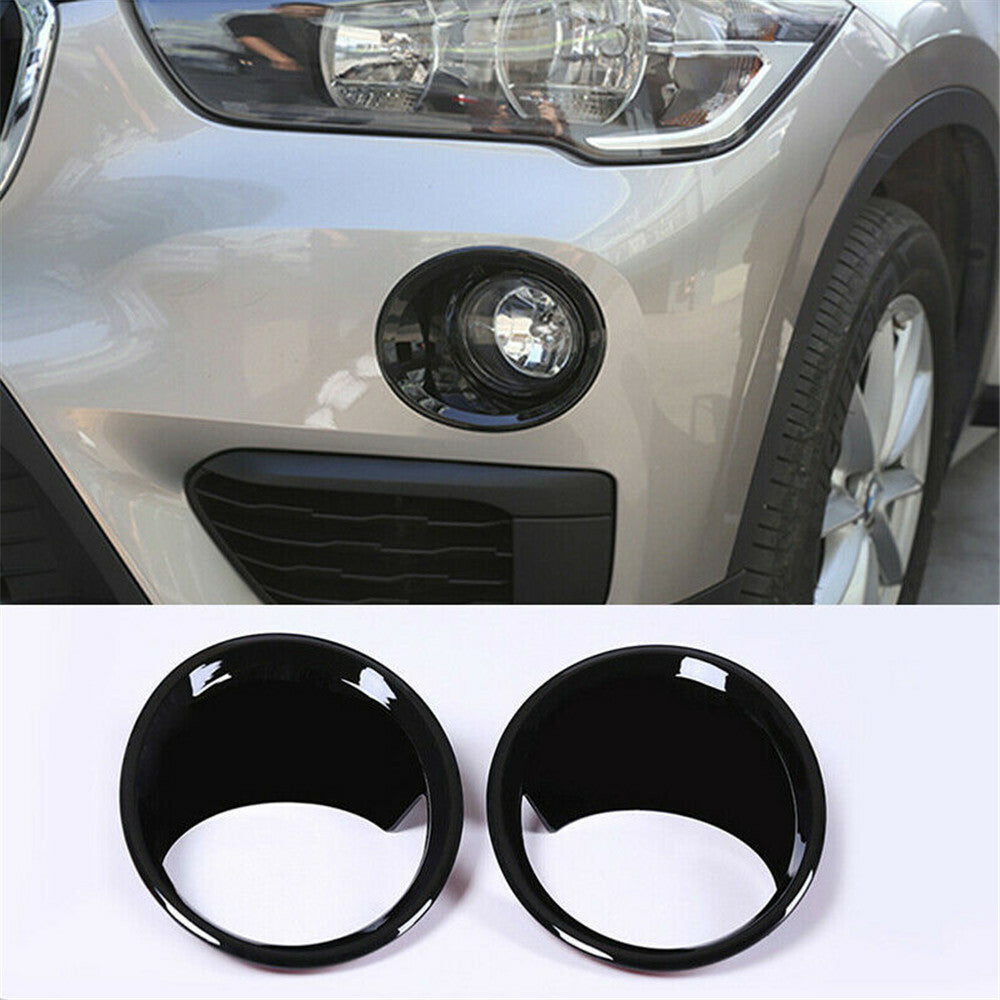 Black ABS Exterior Front Fog Light Lamp Cover Trim Fit for BMW X1 F48 2016-2021