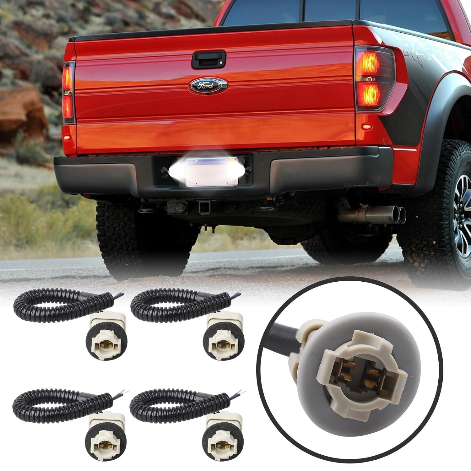 4pcs For 1999-2015  for ford  F150 F250 T10 License Plate Lights Socket Wire Harness Q