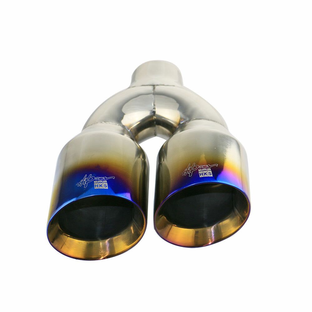 2x Universal 2.5 ID 4 OD Exhaust Tips End Dual Muffler Tip Blue 210mm Width