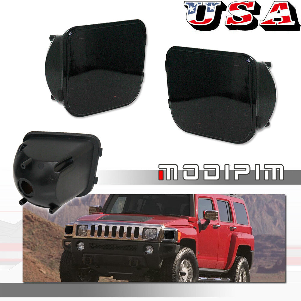 Fit 06-10 for Hummer H3 for CHRome Smoked Lens Front Bumper Signal Lights One Pair Set - v