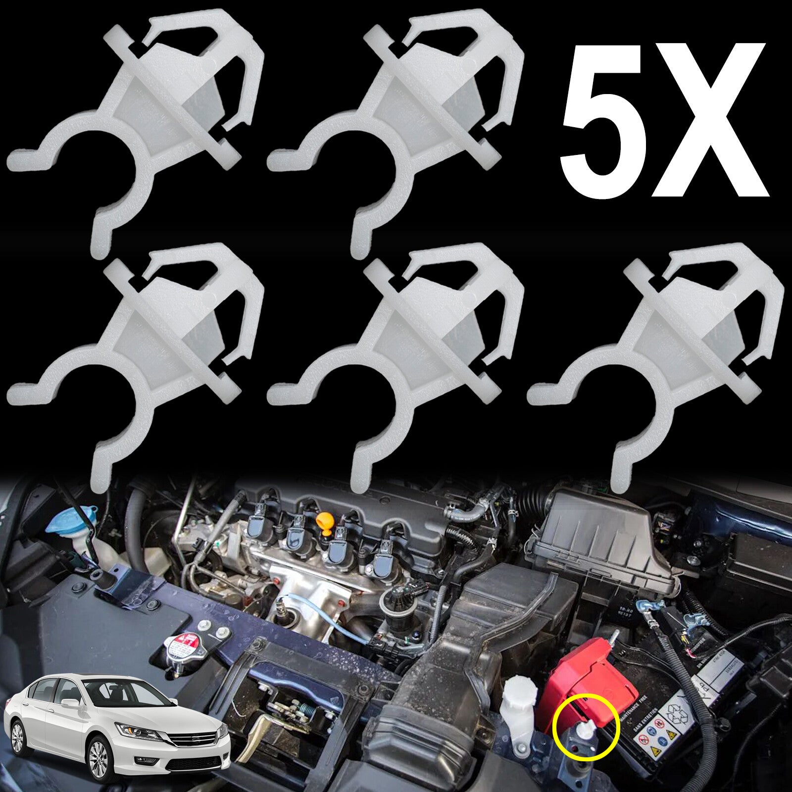 5PC. Hood Bonnet Rod Stay Prop Clip Holder Clamp For Lancer Mirage Outlander ASX