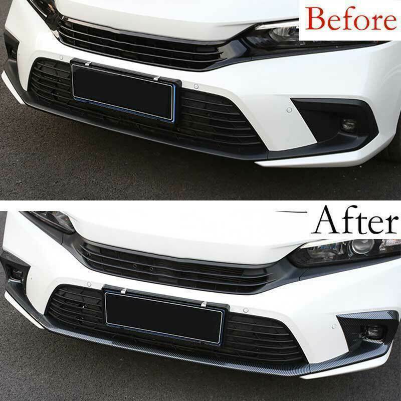 3X Carbon Fiber Front Bumper Strip+Fog Light Trim for Honda for Civic 11th 2022-2023