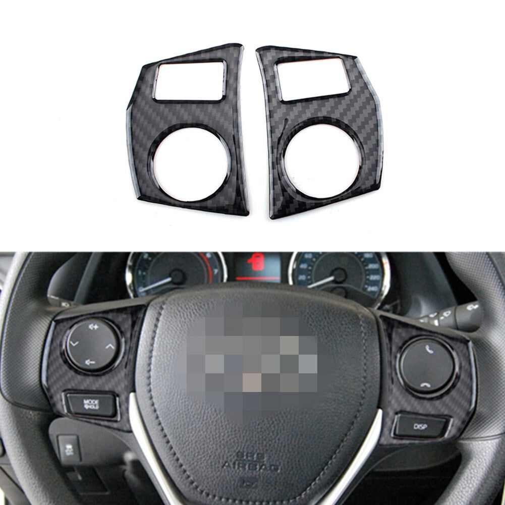 Carbon Fiber Interior Steering Wheel Buttons Trim for Toyota for Corolla 2014-2018