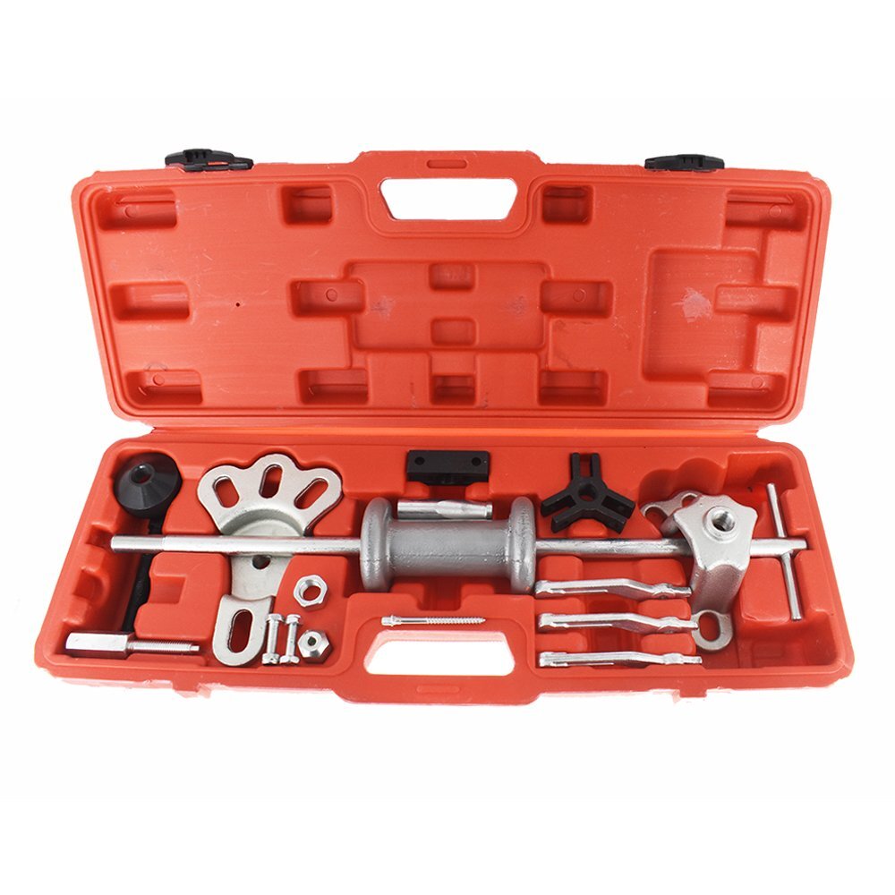 17-Piece Sliding Hammer Dent Extraction Tool Kit - Wrench Adapter Shaft Bearing Wheel Hub Automatic Set n