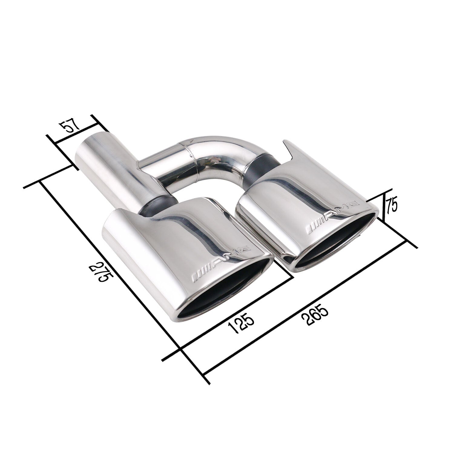 2PCS C63 Exhaust Tips AMG For C250 C300 C350 for Mercedes W204 W211 C-Class