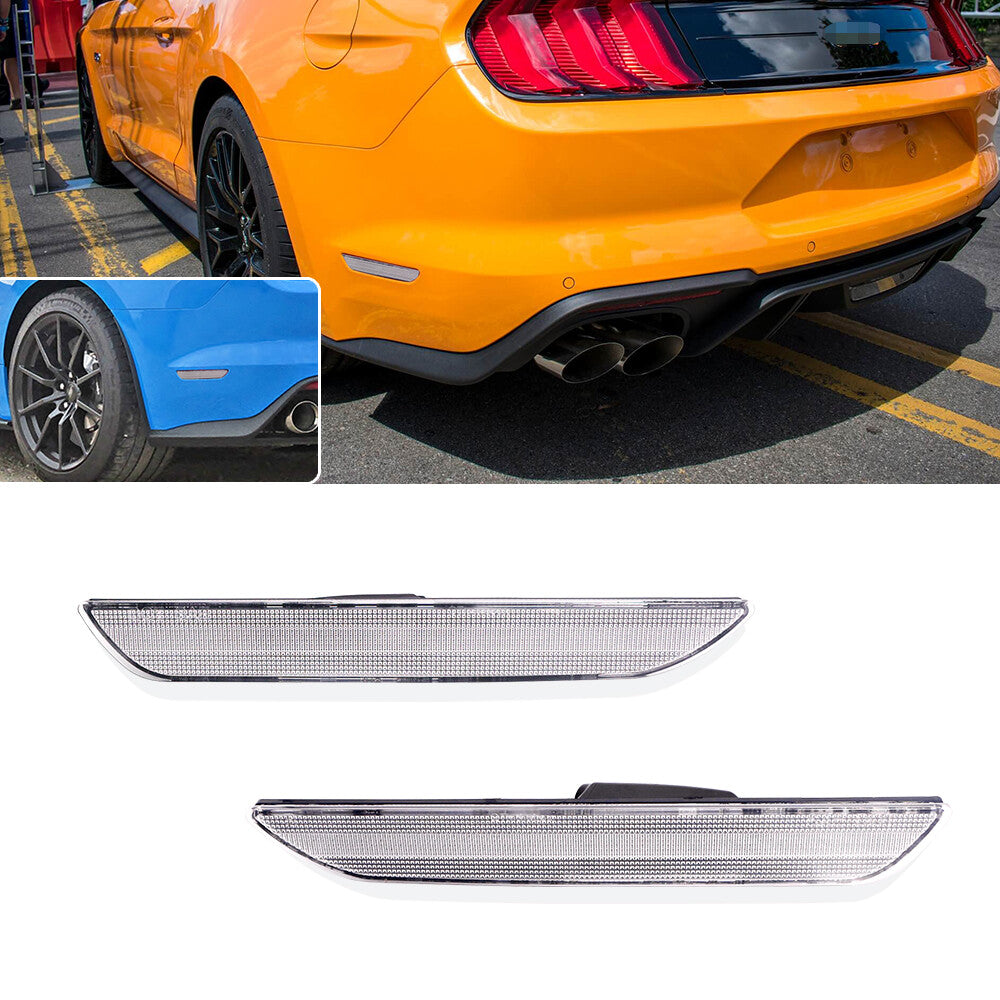 2-Piece Clear Lens Rear Bumper Side Marker Light Housing for 2015-2018  for ford  Mustangs Q