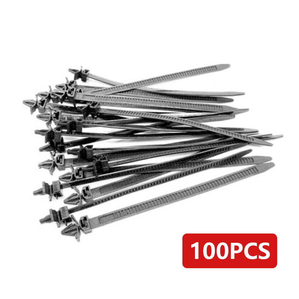 100X Automotive Cable Tie Zipper Wrapped Push Rivet Clip Wire Strap Buckle n