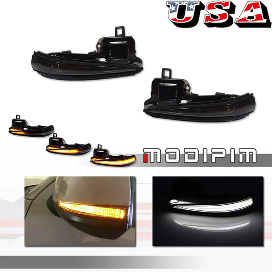 White/Amber LED Side Mirror Turn Signal Lights for RAV4 19-23 Tacoma 16-23- v