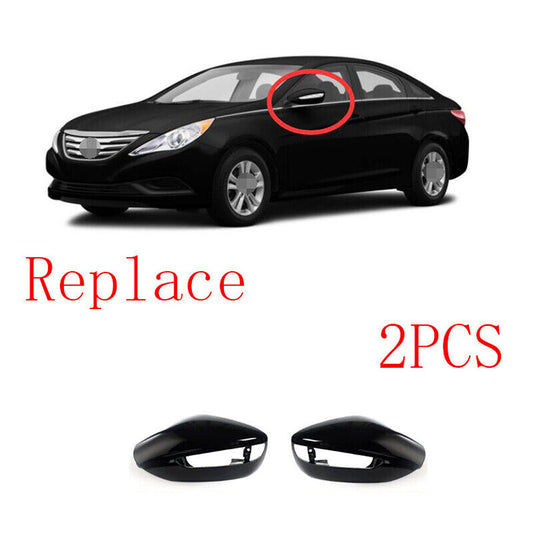 for Hyundai Sonata 2011-2014 Bright black Door Rearview Mirror Cover cap Replace