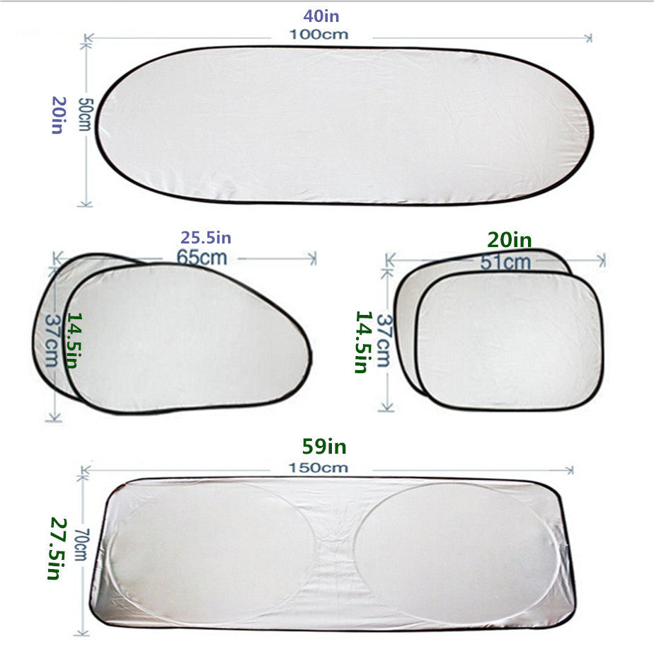 6-piece car window sunshade, foldable windshield protector, reflective material n