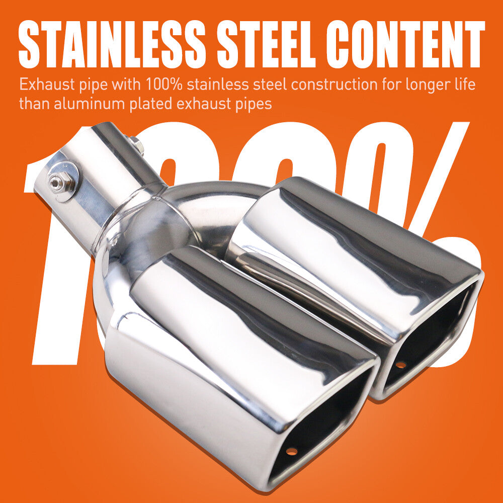 1PC 2.5 ID Rolled Screw-on Dual Exhaust Pipe Muffler Tips Square Tips