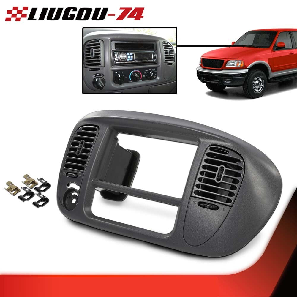 1 Set Center Instrument Panel Radio Surround Bezel Trim Panel Fits 00-03 for F150 Gray - v