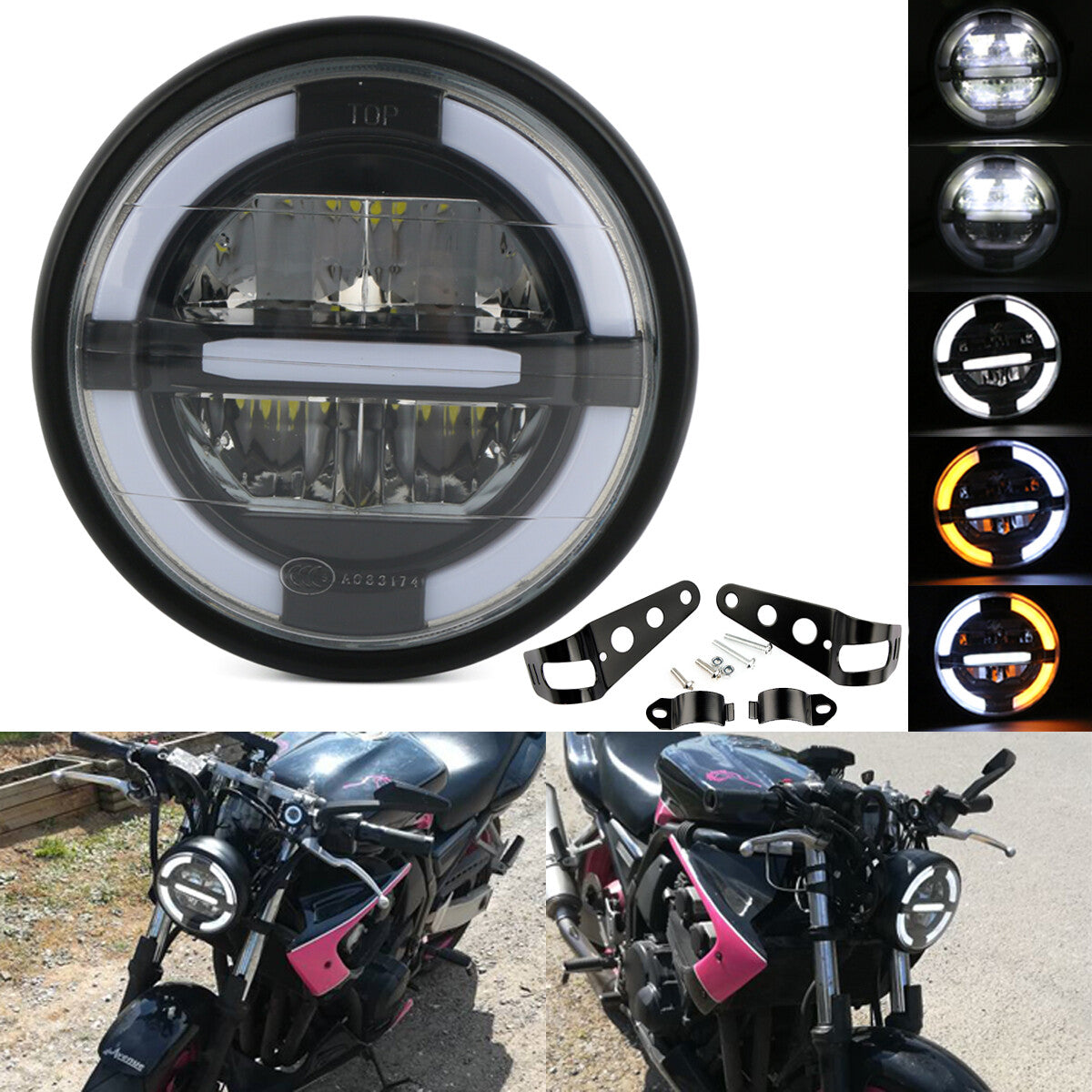 7-inch motorcycle headlight with bracket, height and low compatible, suitable for Harley Bobber Cafe Racer