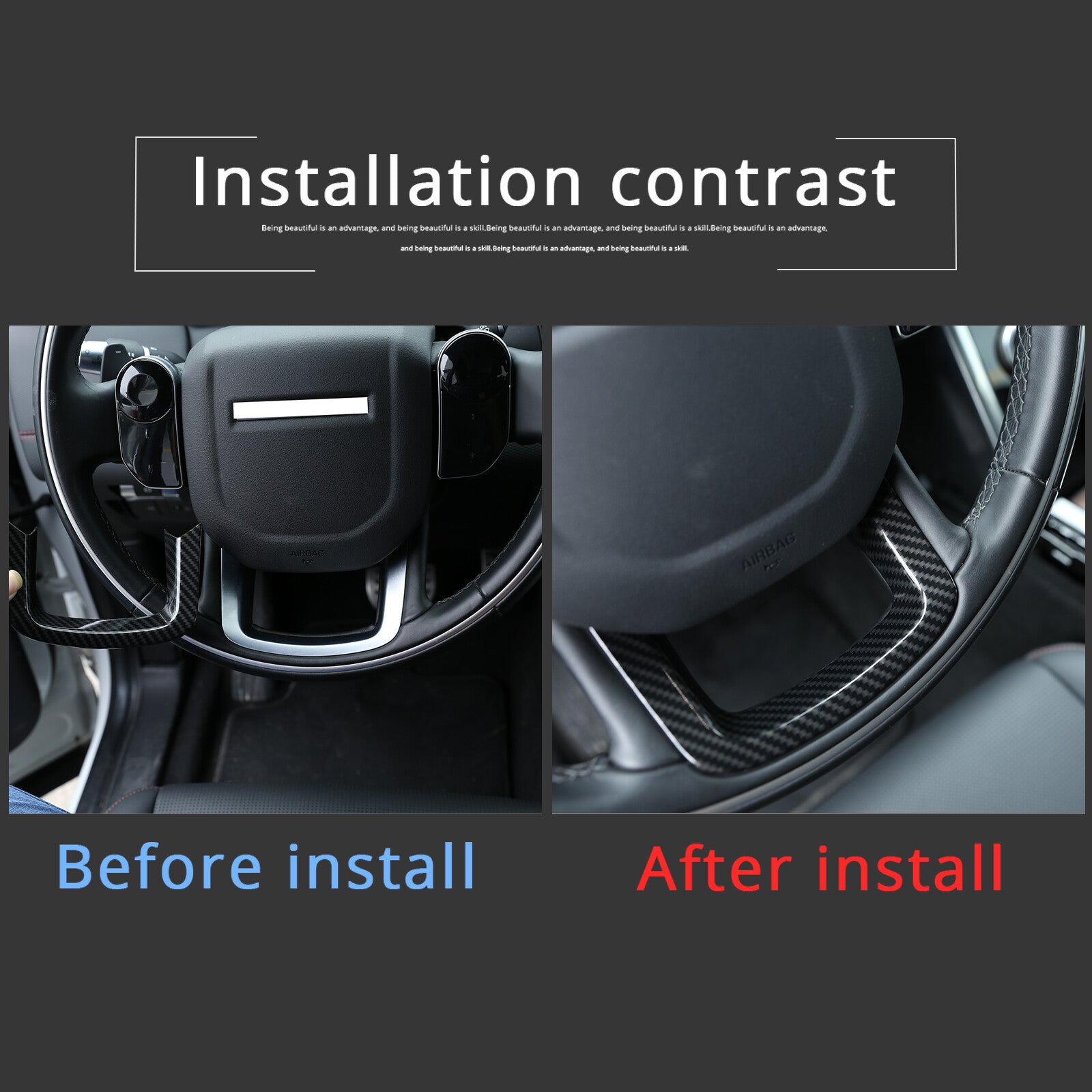 Carbon fiber style steering wheel cover suitable for Range Rover Sport 2014 - 2019 n
