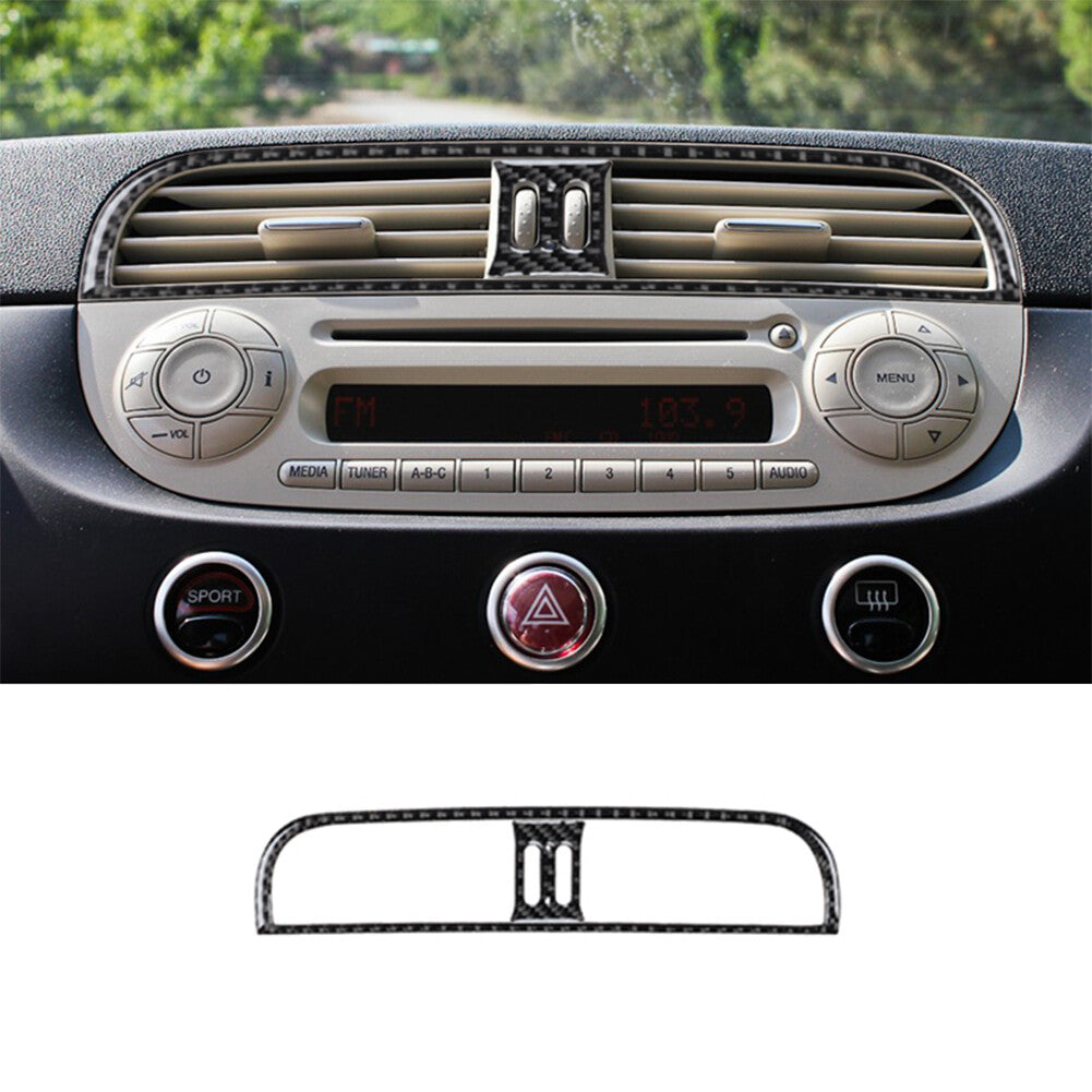 2Pcs Carbon Fiber Interior Center Air Vent Cover Trim For 2012-2015 for Fiat 500