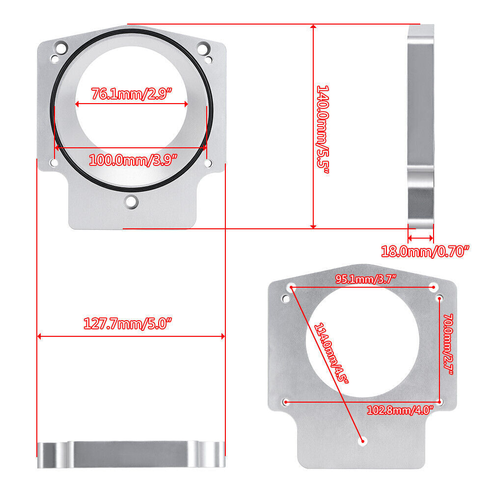 102mm aluminum throttle body spacer adapter for LS engines LS1 LS2 LS4 LS7 LSX- n