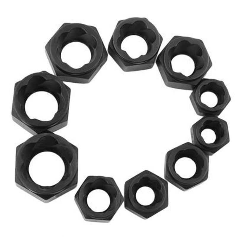 10-piece bolt and nut extractor, damaged and rusted socket wrench, impact wrench tool, durable - n