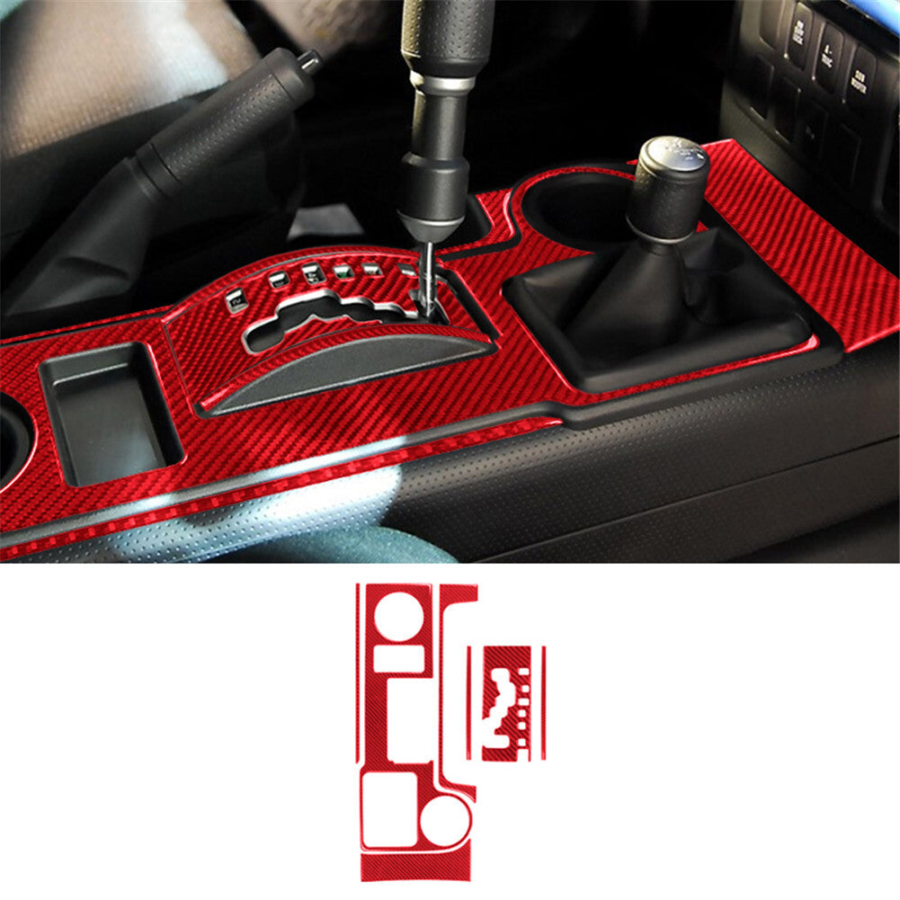 7Pcs Central Gear Shift Trim Red Carbon Fiber for Toyota FJ Curiser 2007-2021
