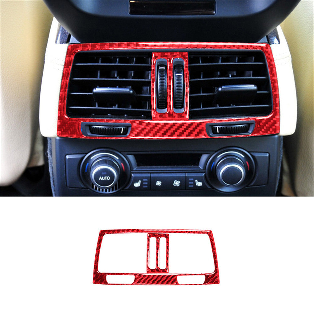 Red Carbon Fiber Rear Below Vent Outlet Cover Trim For Rogue 2014-2016 v