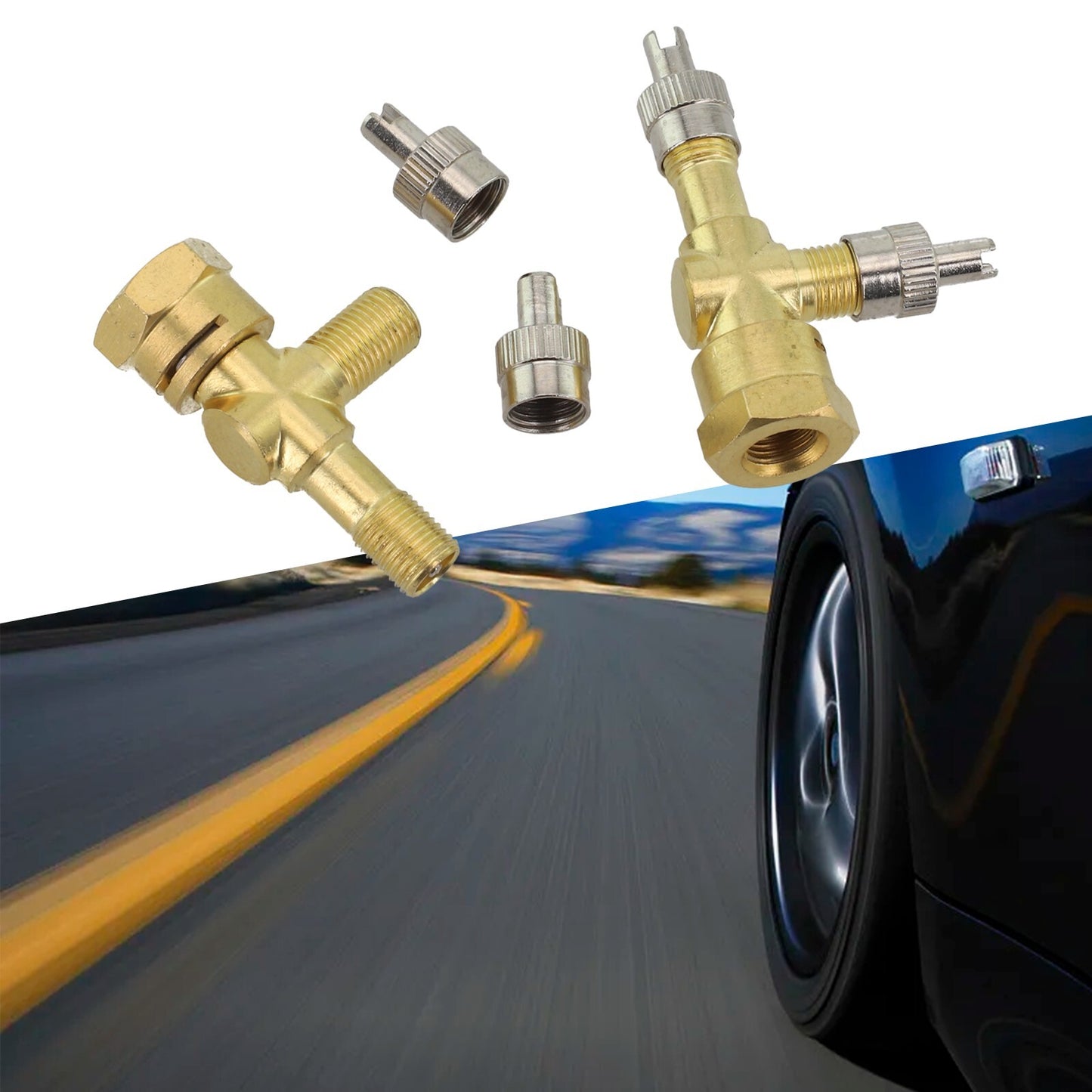 2pcs TPMS Valve Tee Adapter 3-way Pure For Motorcycles For Automobiles Car v