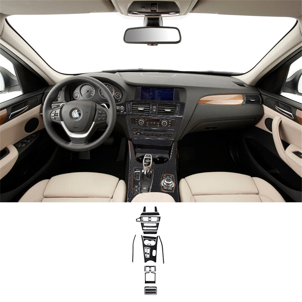 30X Carbon Fiber Center Console Cover Trim for BMW X3 F25 X4 F26 2011-2017 TypeA