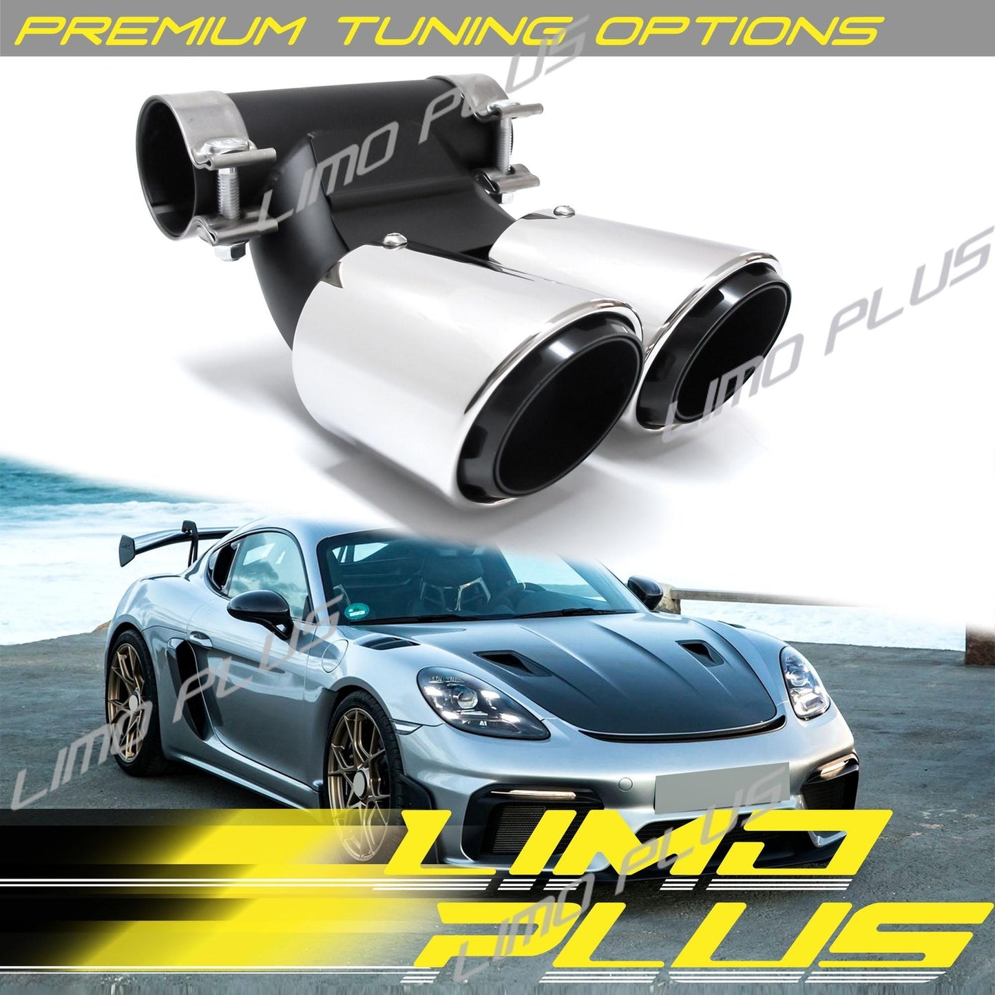 Sporty 3 Layers Exhaust Tips Tail Pipe for Porsche 718 Cayman 982 2017+ Q