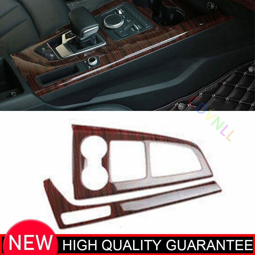for Audi A4 A5 2017-2019 Red Wood Grain Middle Console Gear Shift Cover Trim 2P