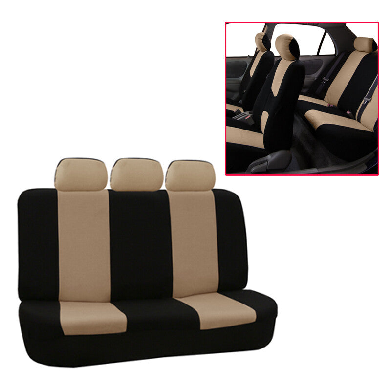 Beige 9-piece low-back plain fabric for seat cover set for car seats - accessories n