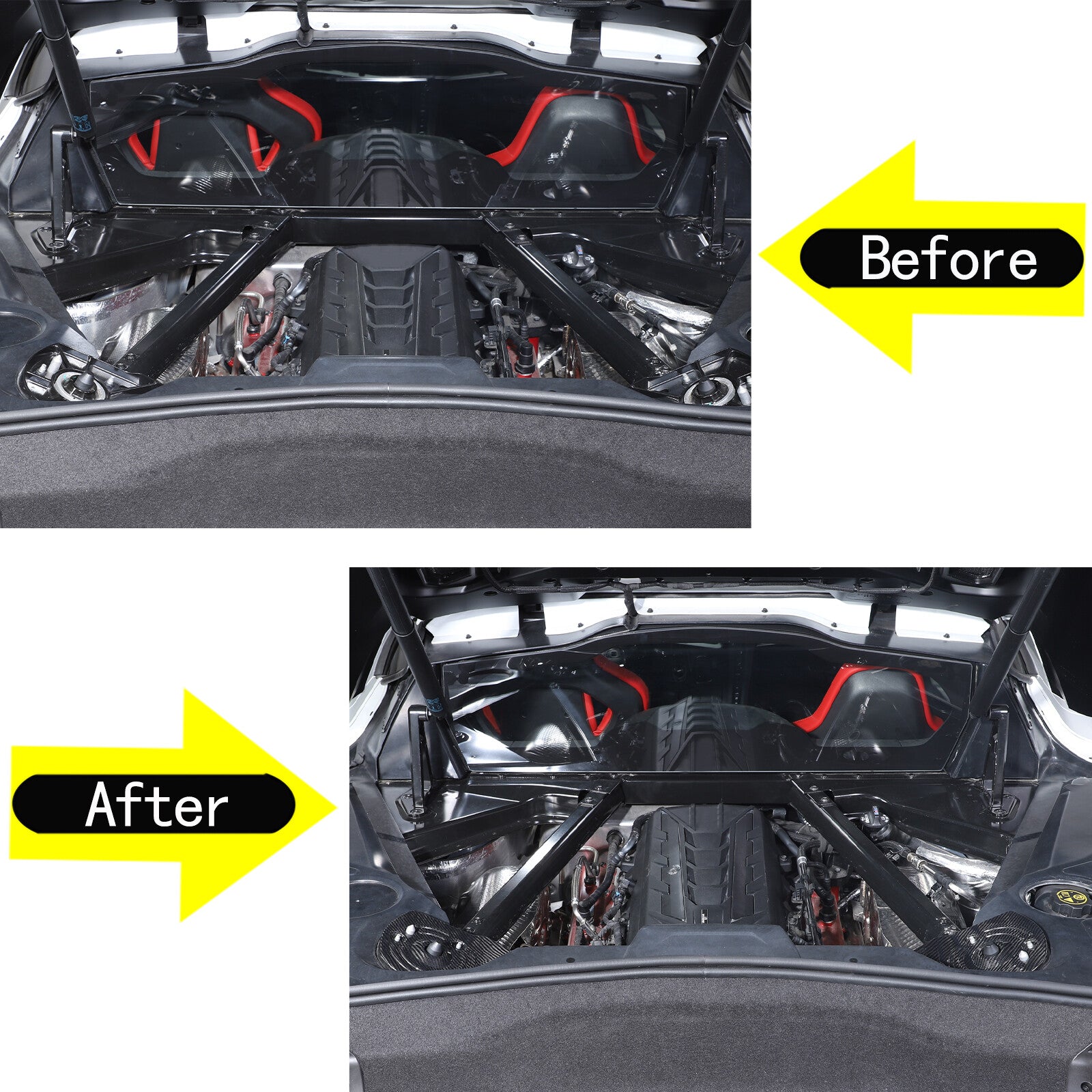 for Corvette C8 Z51 Stingray, carbon fiber rear pull tower cover with Mag Ride- n